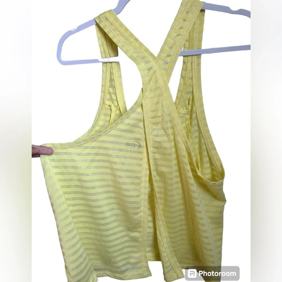 ZYIA Active Yellow Nimbus Split Back Tank Mesh Striped Racerback- Women's XL - Picture 6 of 10